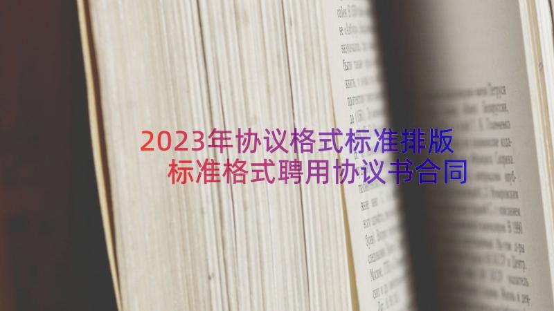 2023年协议格式标准排版 标准格式聘用协议书合同(优质8篇)