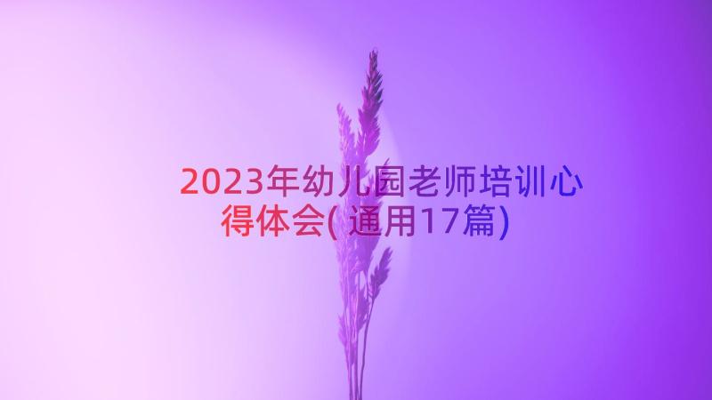 2023年幼儿园老师培训心得体会(通用17篇)