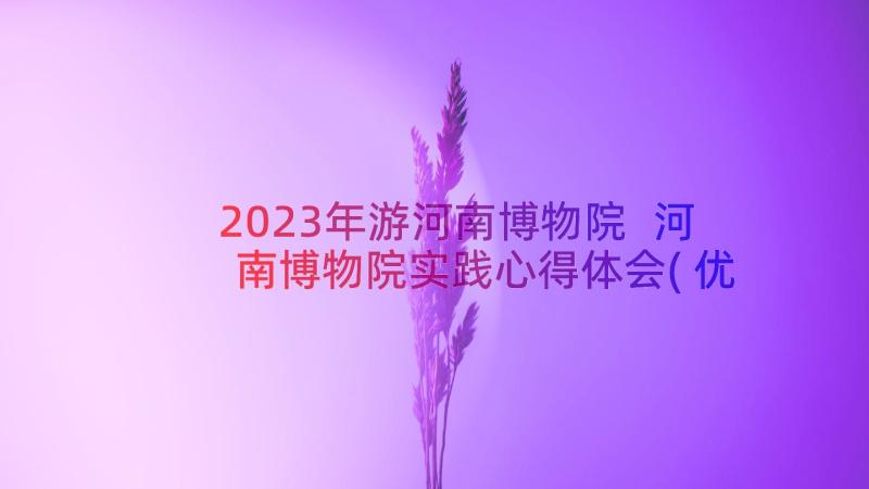 2023年游河南博物院 河南博物院实践心得体会(优质8篇)
