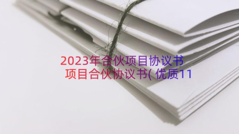 2023年合伙项目协议书 项目合伙协议书(优质11篇)