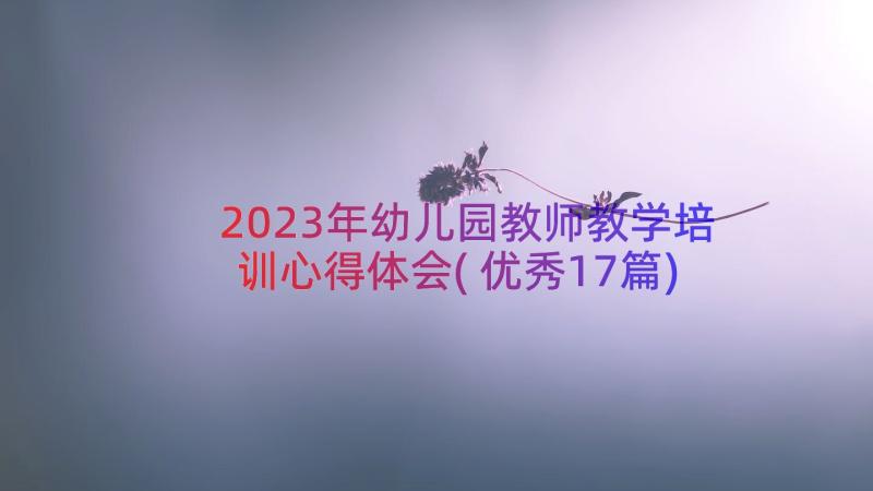 2023年幼儿园教师教学培训心得体会(优秀17篇)