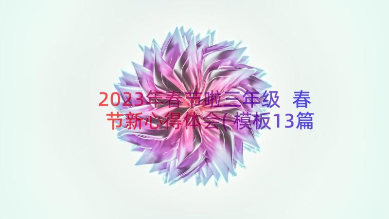 2023年春节啦三年级 春节新心得体会(模板13篇)