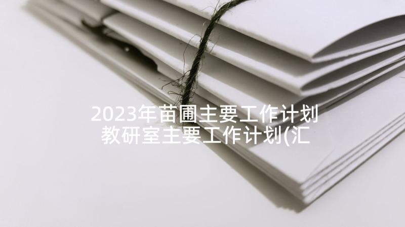 2023年苗圃主要工作计划 教研室主要工作计划(汇总6篇)