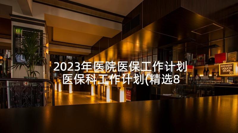 2023年医院医保工作计划 医保科工作计划(精选8篇)