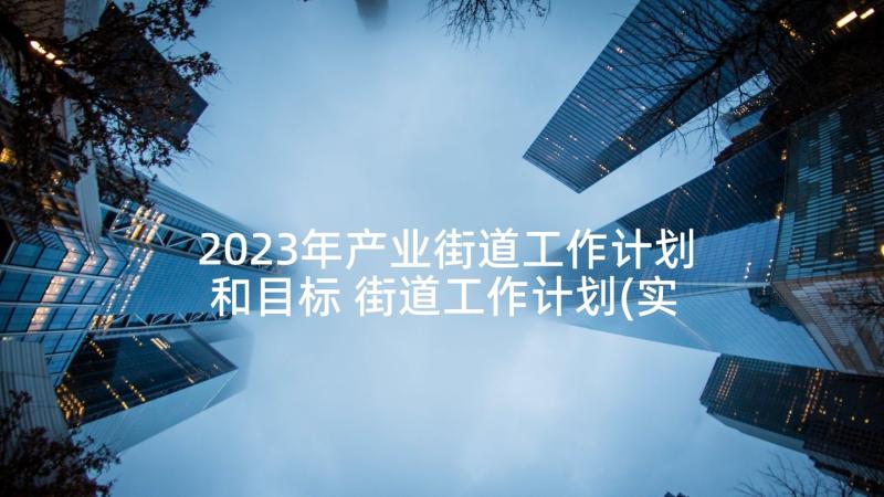 2023年产业街道工作计划和目标 街道工作计划(实用10篇)
