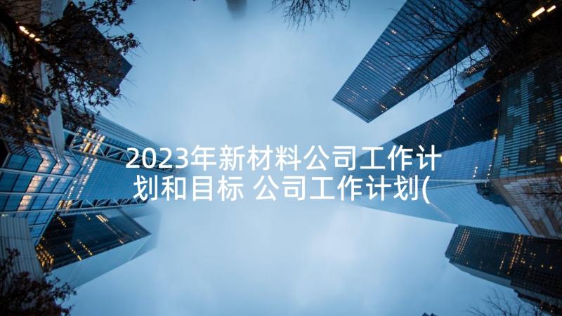 2023年新材料公司工作计划和目标 公司工作计划(精选7篇)