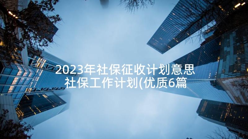 2023年社保征收计划意思 社保工作计划(优质6篇)