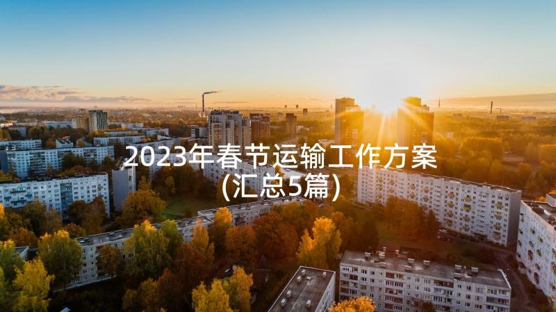 2023年春节运输工作方案(汇总5篇)