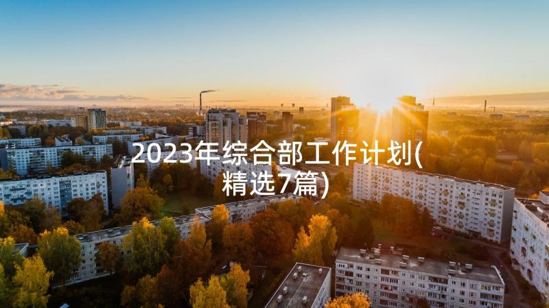2023年综合部工作计划(精选7篇)