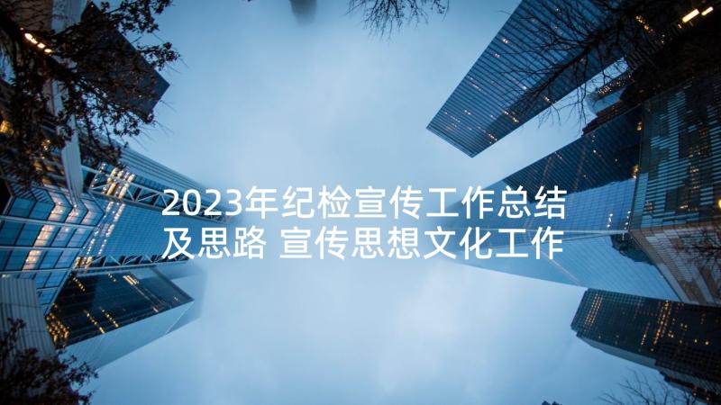 2023年纪检宣传工作总结及思路 宣传思想文化工作计划(精选5篇)