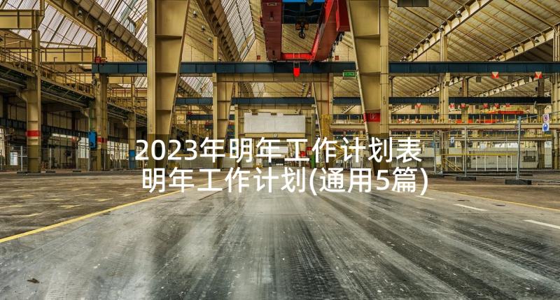 2023年明年工作计划表 明年工作计划(通用5篇)