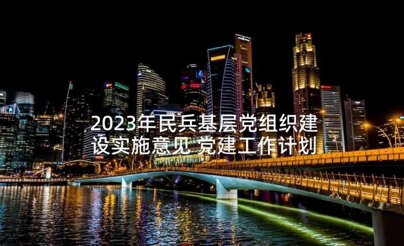 2023年民兵基层党组织建设实施意见 党建工作计划(汇总8篇)