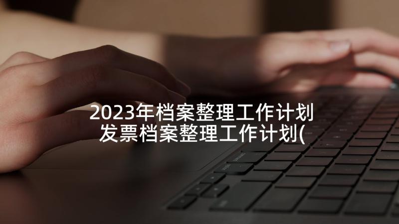 2023年档案整理工作计划 发票档案整理工作计划(大全7篇)