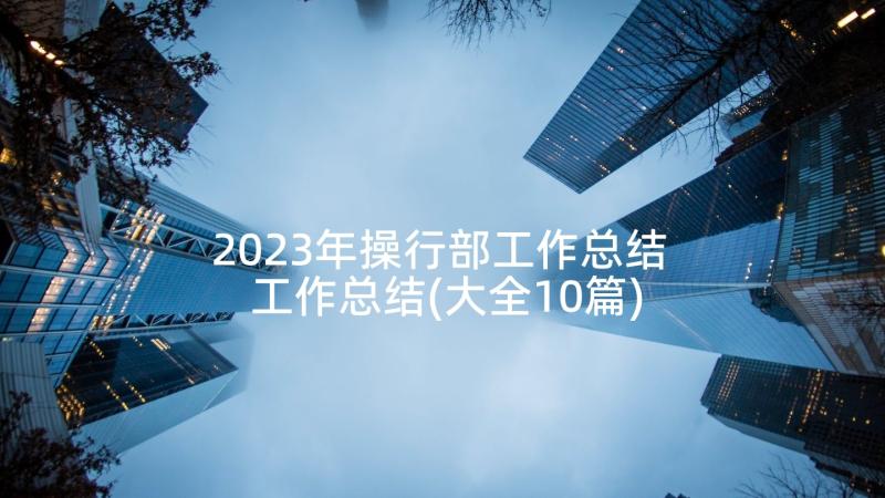 2023年操行部工作总结 工作总结(大全10篇)