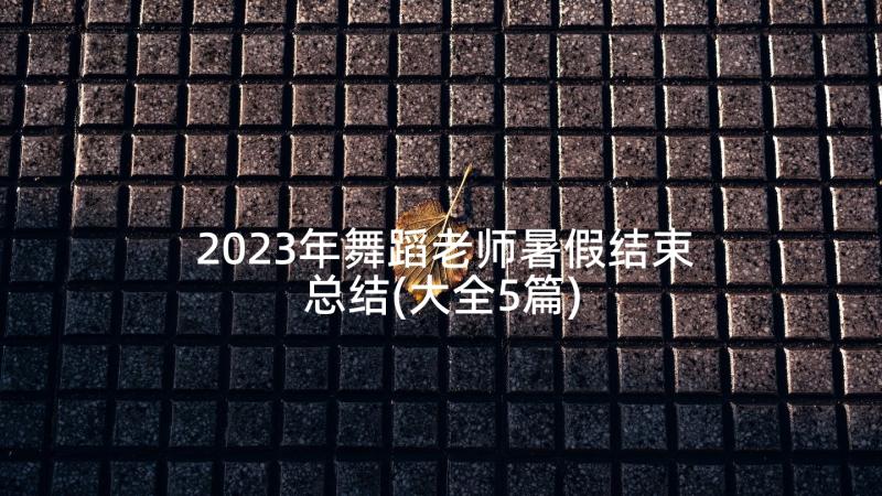 2023年舞蹈老师暑假结束总结(大全5篇)