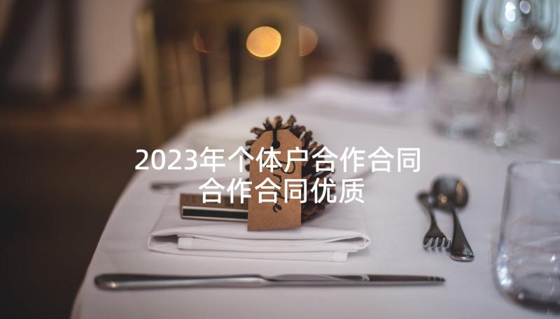 2023年个体户合作合同 合作合同优质