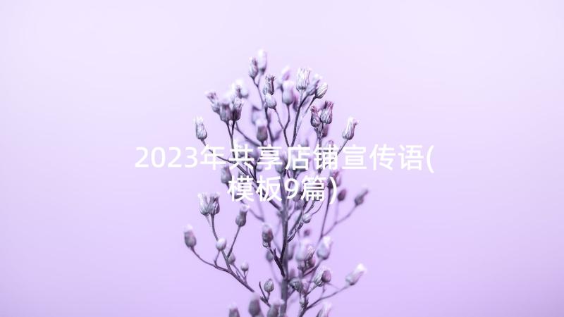 2023年共享店铺宣传语(模板9篇)