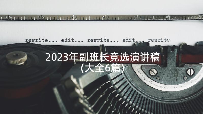 2023年副班长竞选演讲稿(大全6篇)