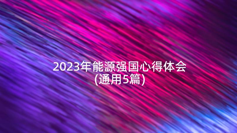 2023年能源强国心得体会(通用5篇)