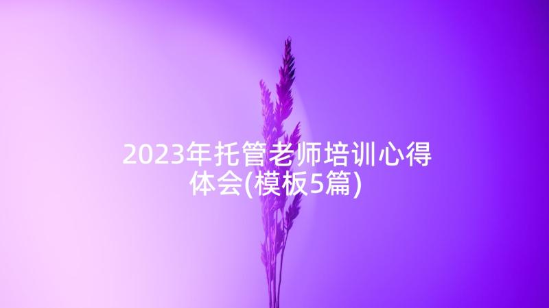 2023年托管老师培训心得体会(模板5篇)