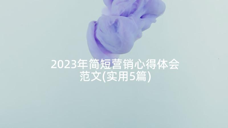 2023年简短营销心得体会范文(实用5篇)
