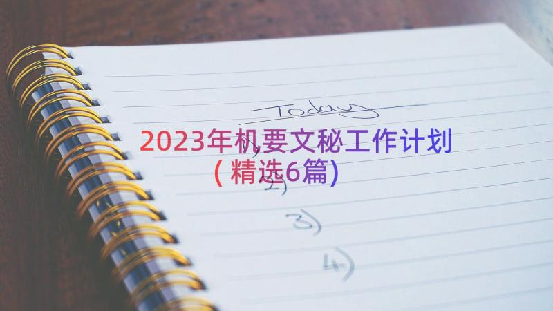 2023年机要文秘工作计划(精选6篇)