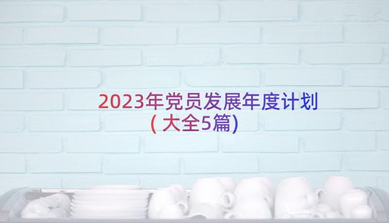 2023年党员发展年度计划(大全5篇)