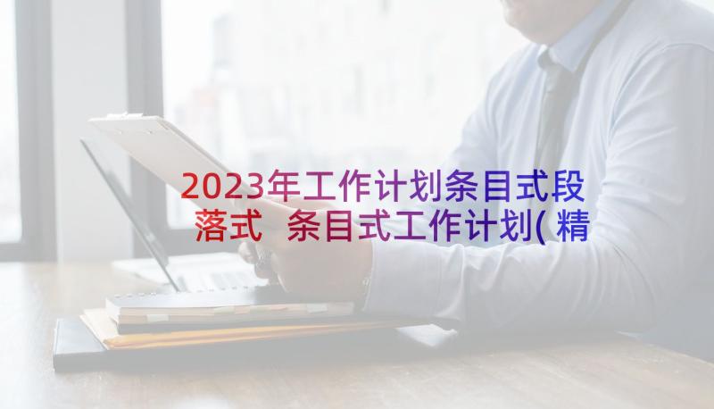 2023年工作计划条目式段落式 条目式工作计划(精选6篇)