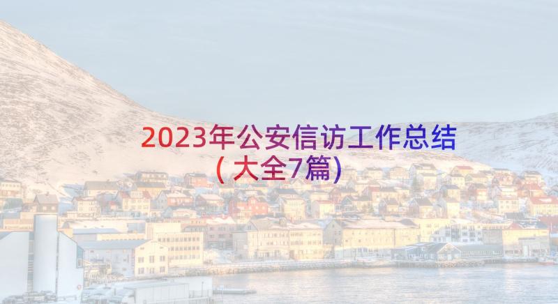 2023年公安信访工作总结(大全7篇)