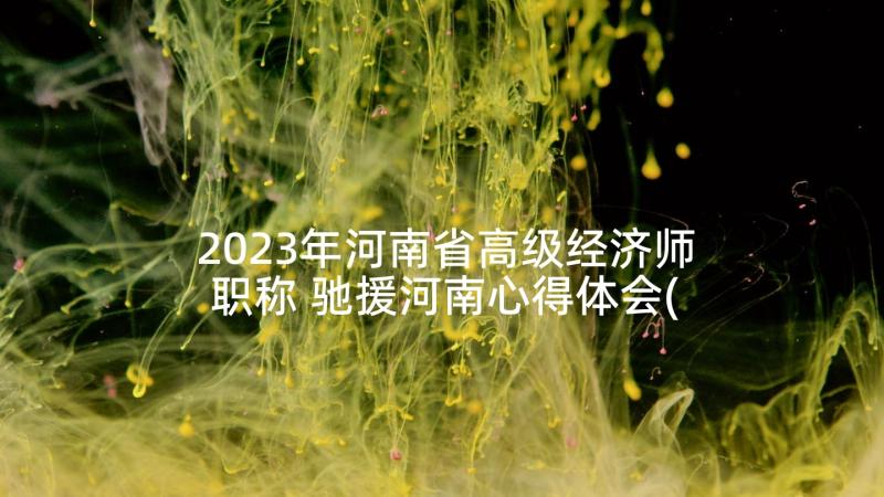 2023年河南省高级经济师职称 驰援河南心得体会(优秀9篇)