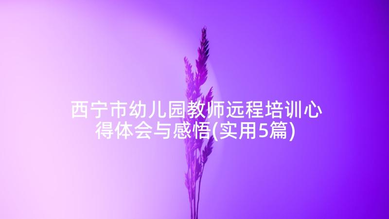 西宁市幼儿园教师远程培训心得体会与感悟(实用5篇)