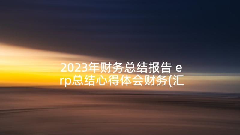 2023年财务总结报告 erp总结心得体会财务(汇总6篇)