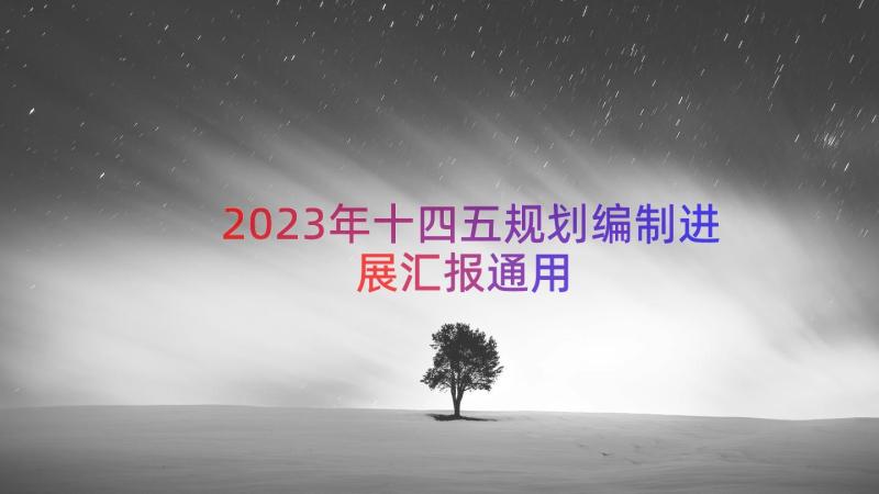 2023年十四五规划编制进展汇报（通用13篇）