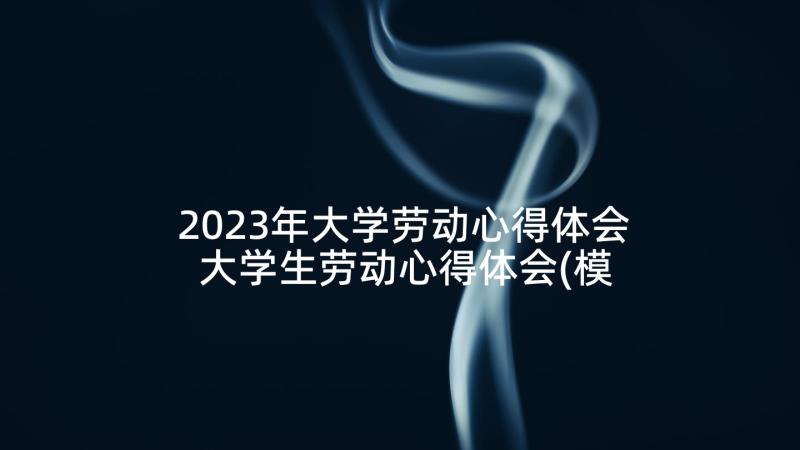 2023年大学劳动心得体会 大学生劳动心得体会(模板10篇)