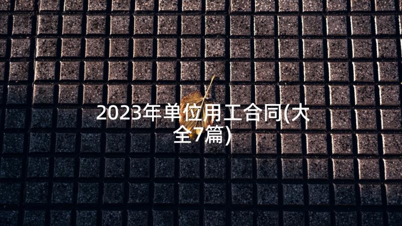 2023年单位用工合同(大全7篇)
