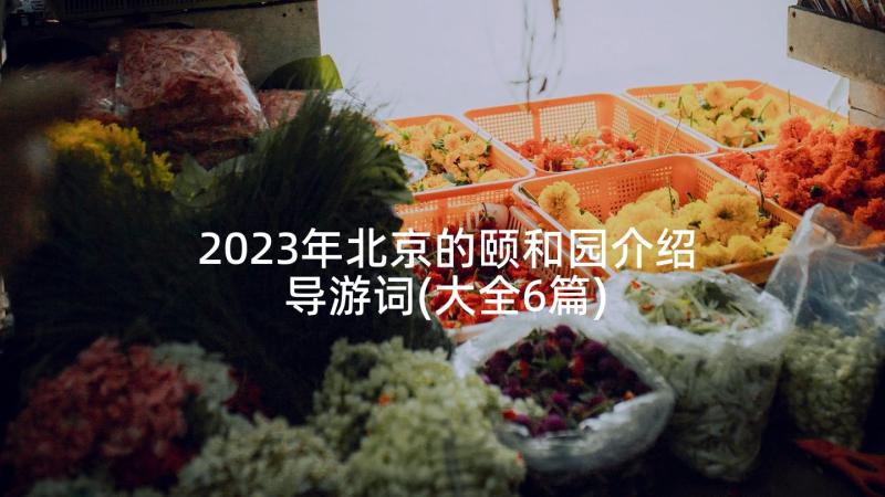 2023年北京的颐和园介绍导游词(大全6篇)