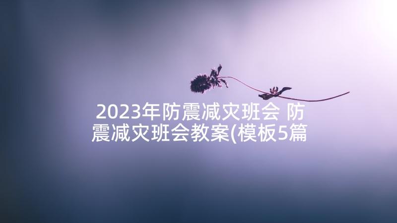 2023年防震减灾班会 防震减灾班会教案(模板5篇)