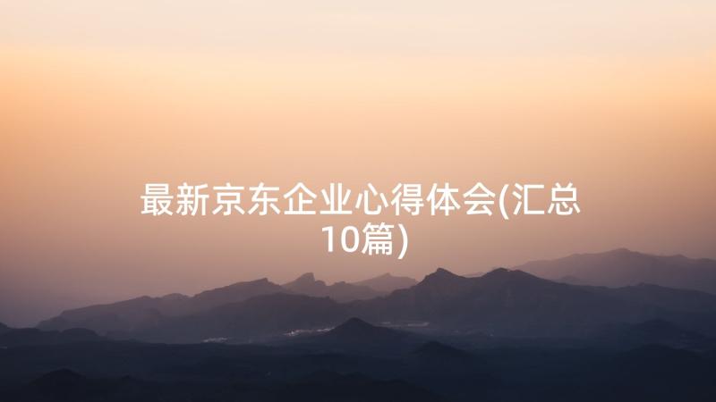 最新京东企业心得体会(汇总10篇)