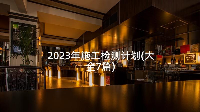 2023年施工检测计划(大全7篇)