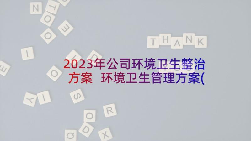 2023年公司环境卫生整治方案 环境卫生管理方案(模板6篇)