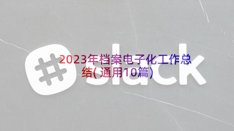 2023年档案电子化工作总结(通用10篇)