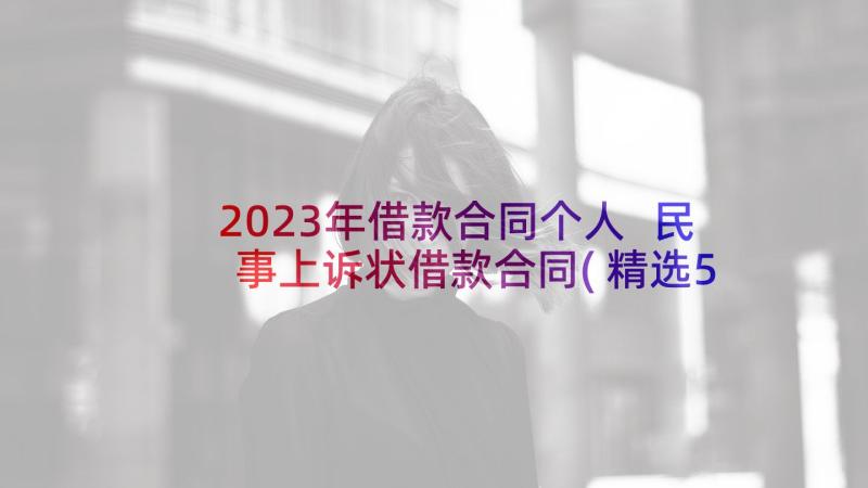 2023年借款合同个人 民事上诉状借款合同(精选5篇)