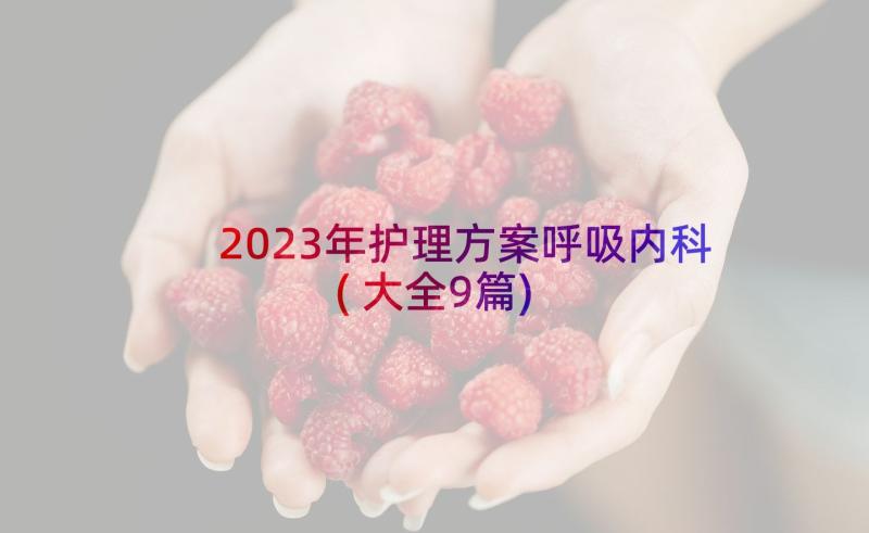 2023年护理方案呼吸内科(大全9篇)