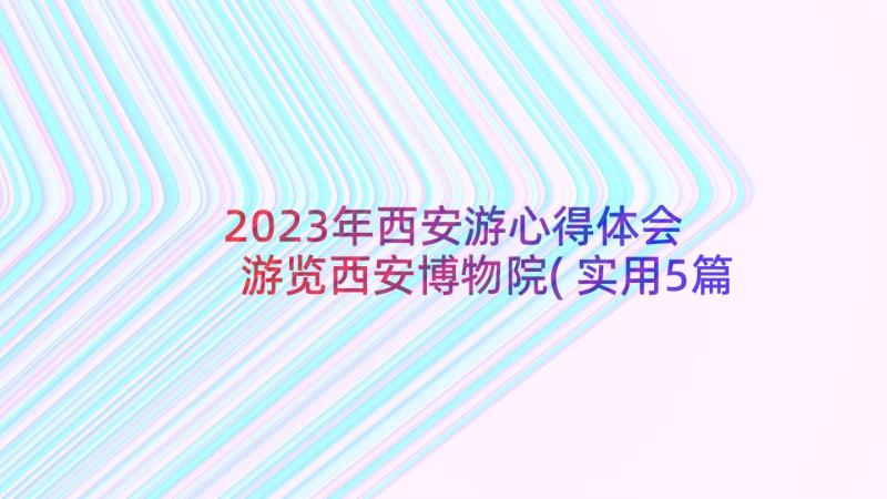 2023年西安游心得体会 游览西安博物院(实用5篇)