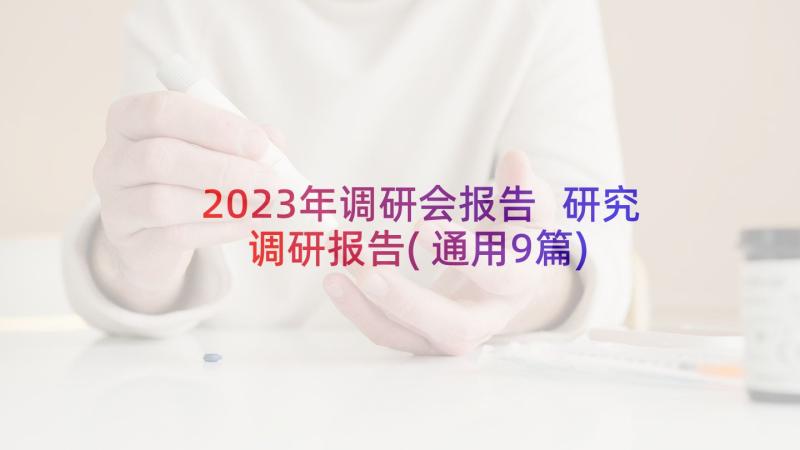 2023年调研会报告 研究调研报告(通用9篇)