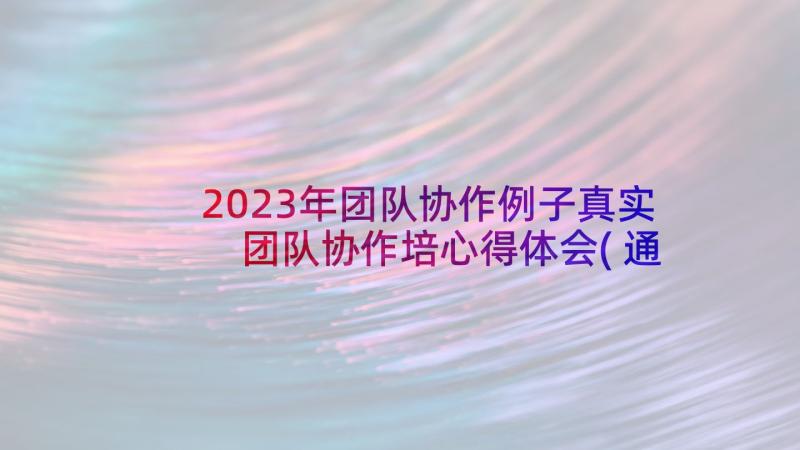 2023年团队协作例子真实 团队协作培心得体会(通用10篇)