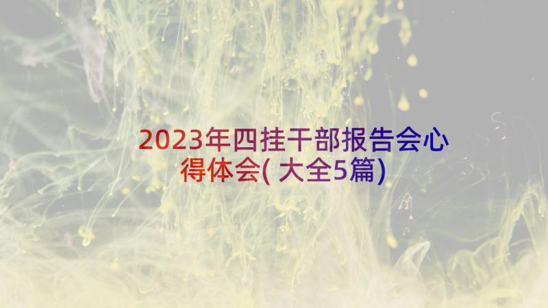 2023年四挂干部报告会心得体会(大全5篇)