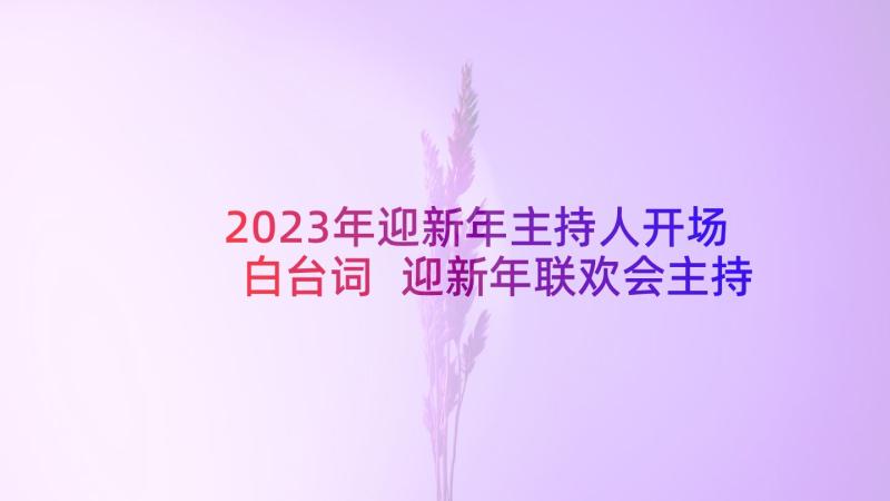 2023年迎新年主持人开场白台词 迎新年联欢会主持词开场白(汇总6篇)
