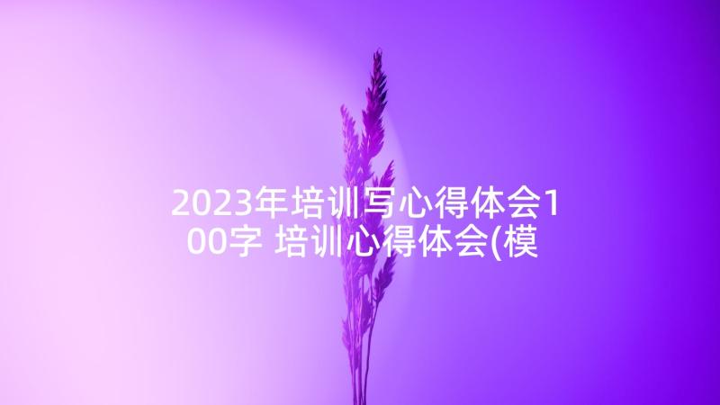 2023年培训写心得体会100字 培训心得体会(模板10篇)