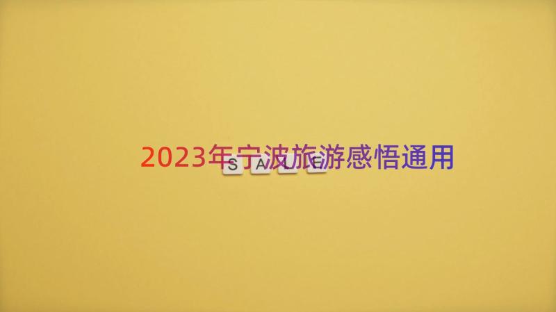 2023年宁波旅游感悟（通用15篇）